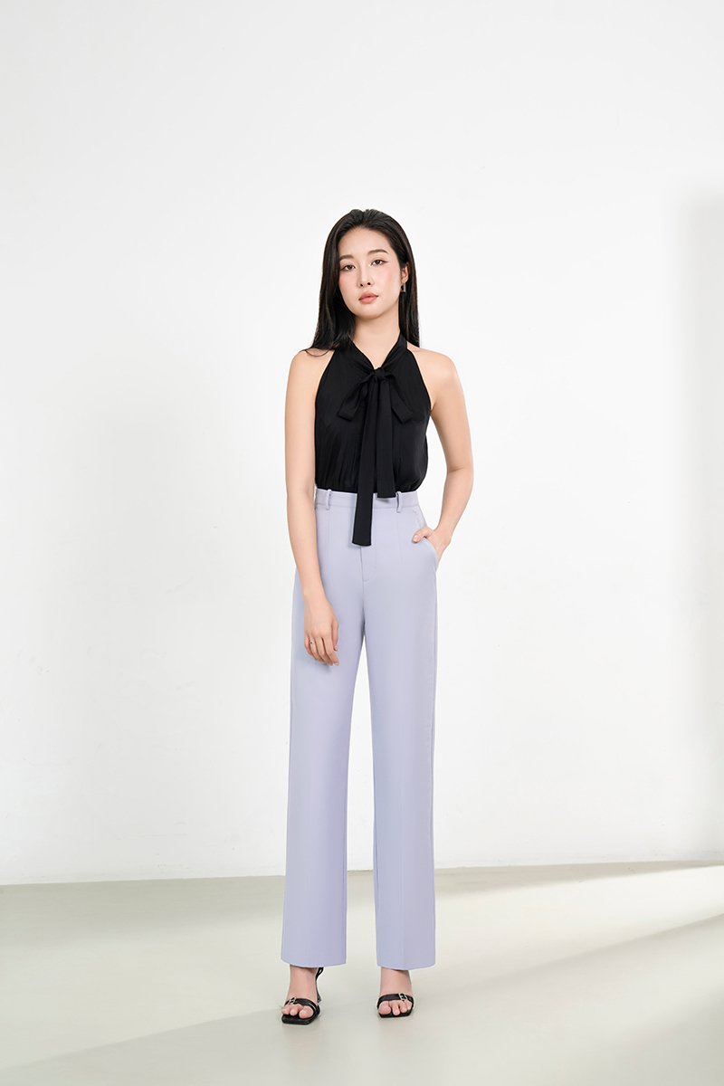 Yeeun Pussybow Halter Top in Classic Black