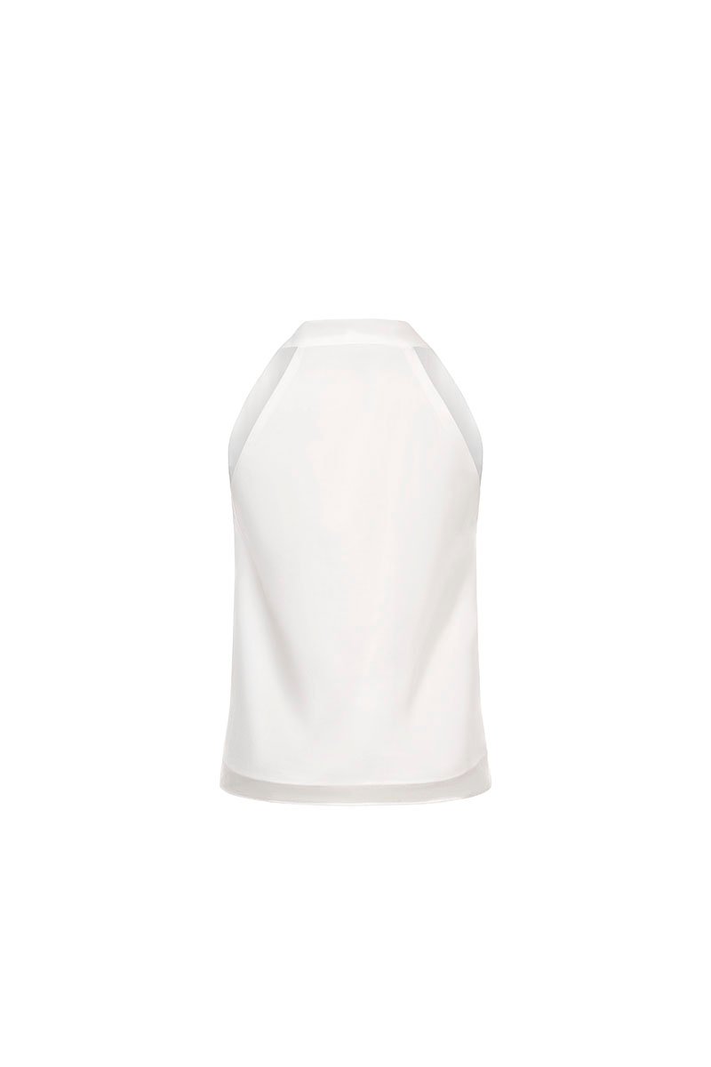 Yeeun Pussybow Halter Top in Iconic White