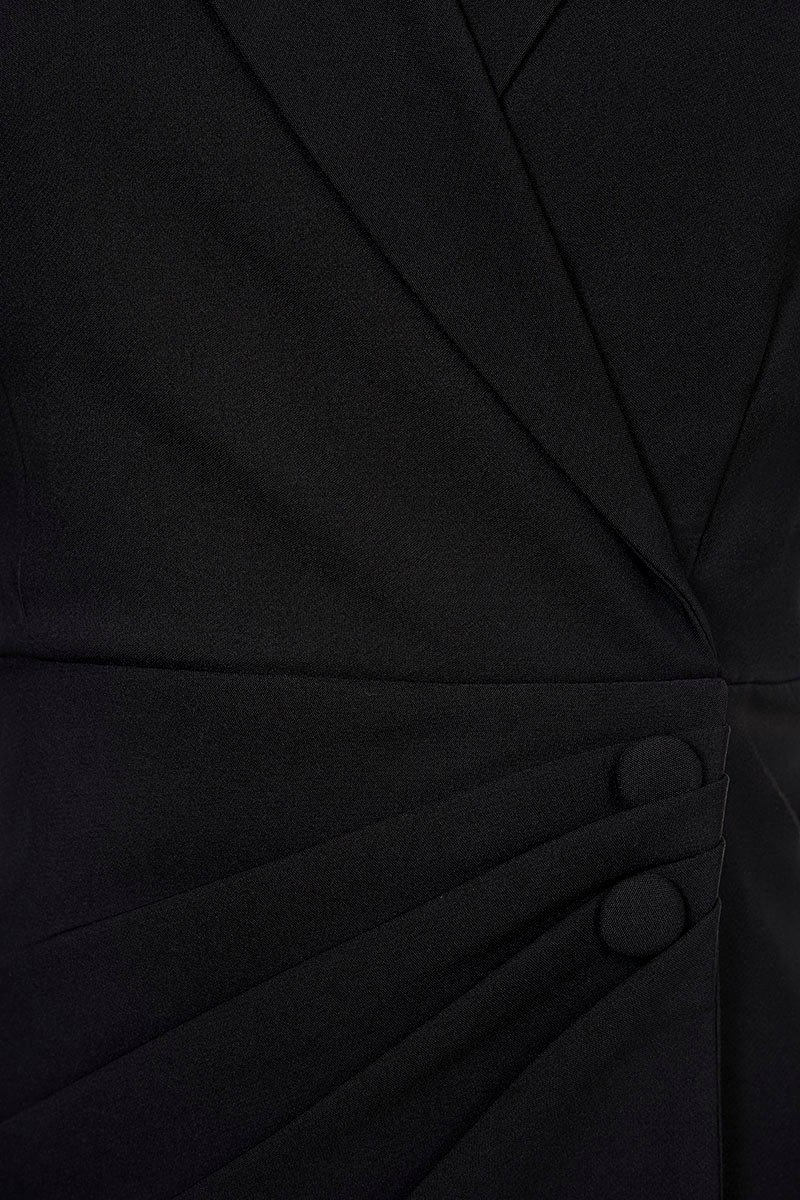 Yuri Pleated Mini Blazer Dress in Classic Black