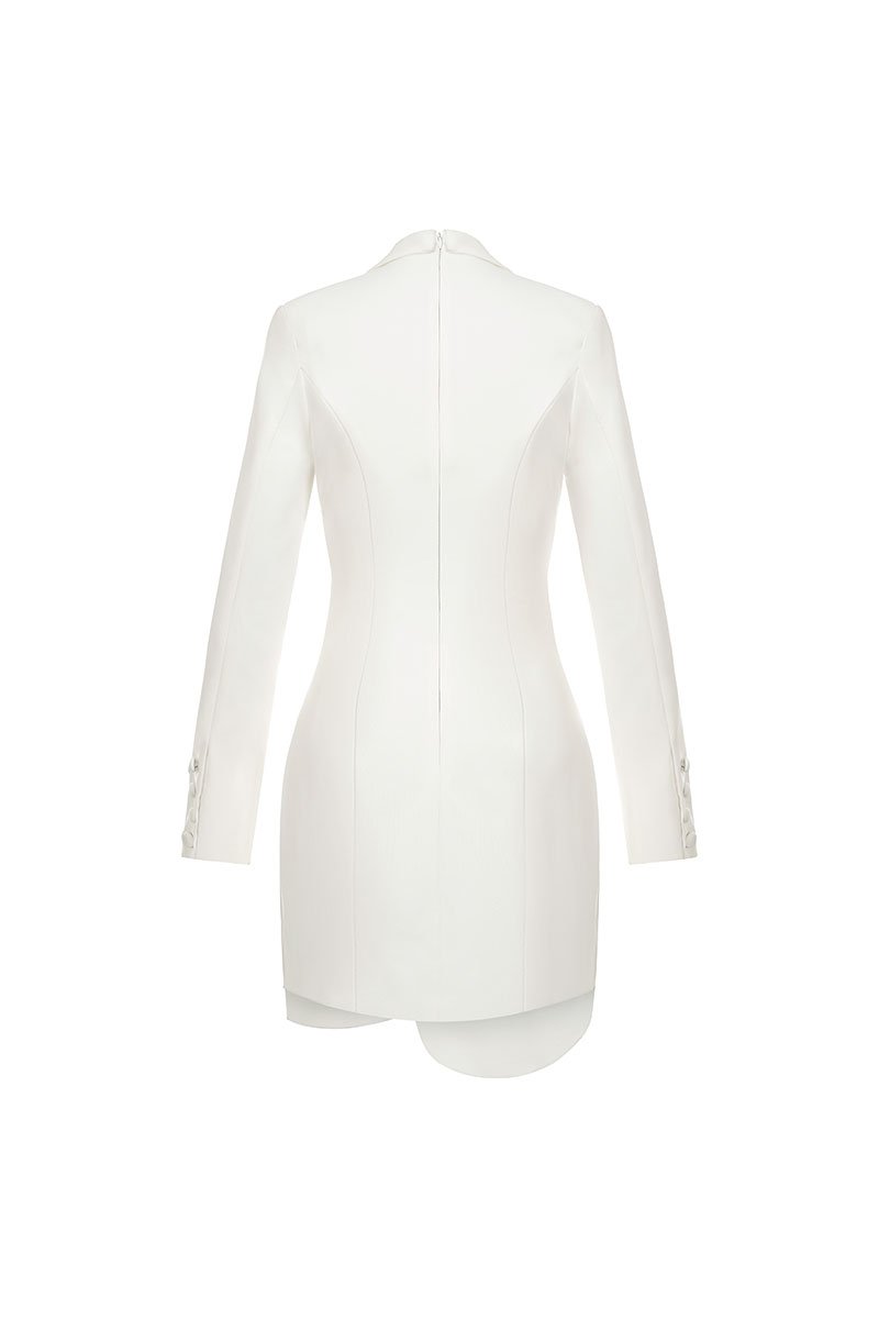 Yuri Pleated Mini Blazer Dress in Iconic White