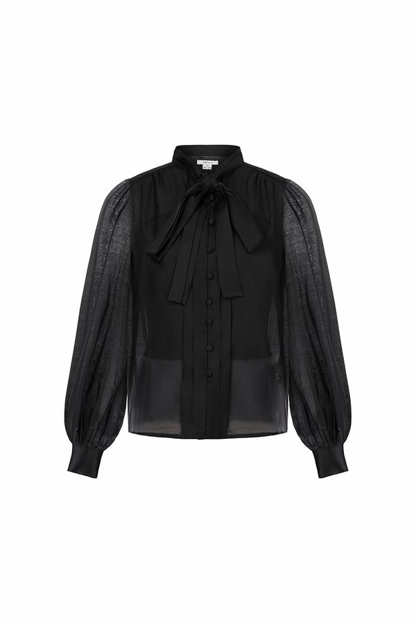 Serin 2-Pcs Pussybow Top in Classic Black