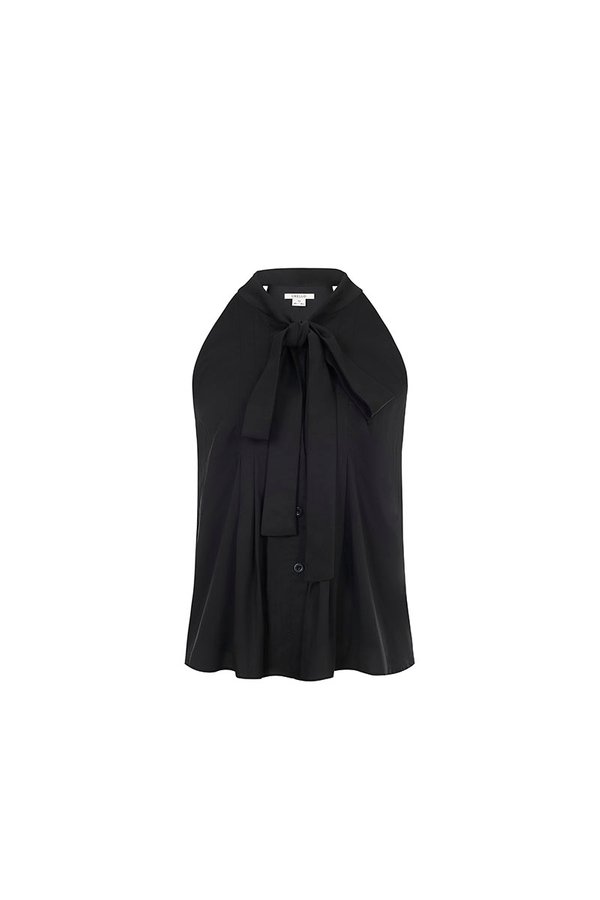 Yeeun Pussybow Halter Top in Classic Black