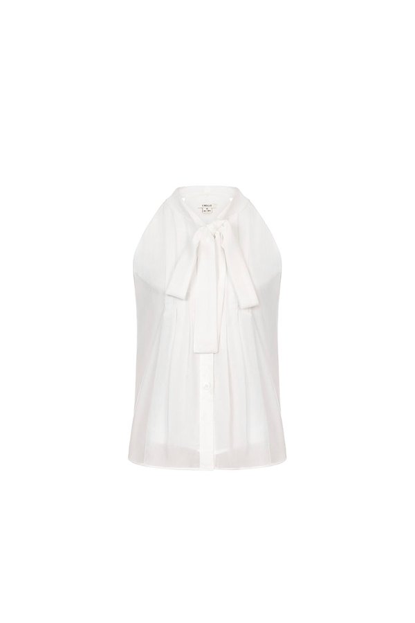 Yeeun Pussybow Halter Top in Iconic White