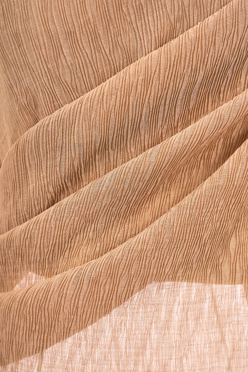 Celia Asymmetrical Pleated Top with Padded Tube in Apricot Bronze