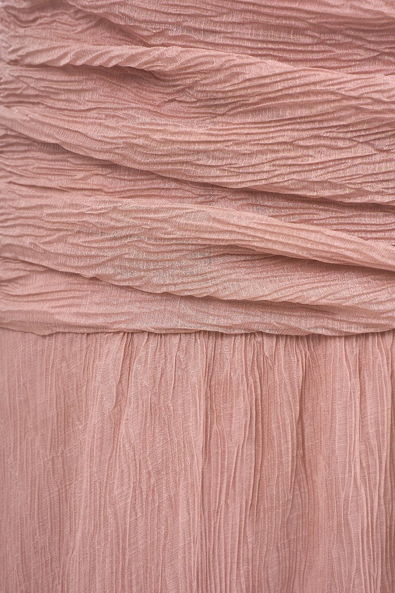 Alouette Padded Draped Midi Dress in Dusty Rose