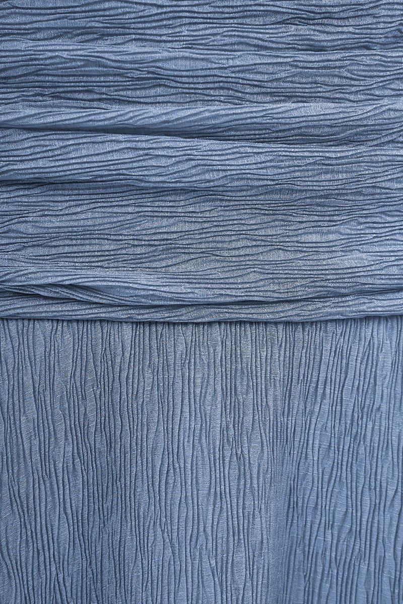 Alouette Padded Draped Midi Dress in Slate Blue