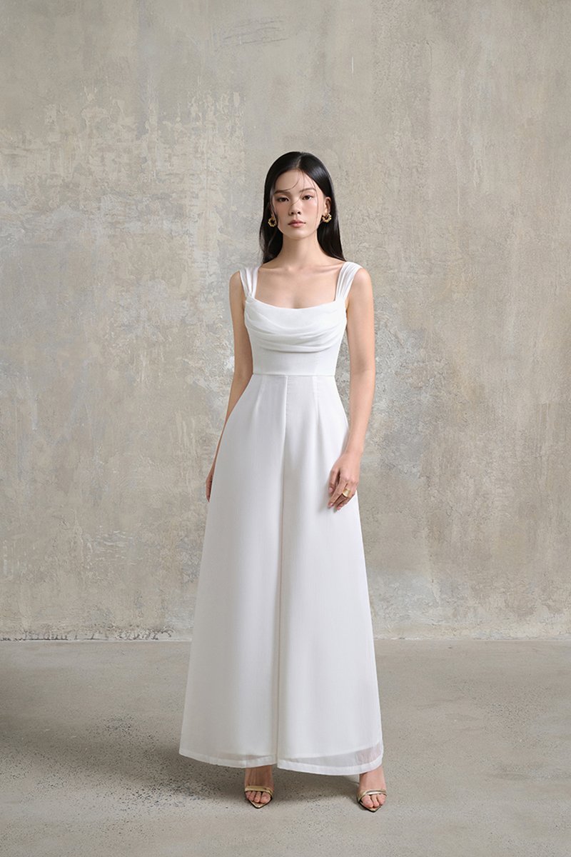 Arelli Cowl Jumpsuit in Iconic White