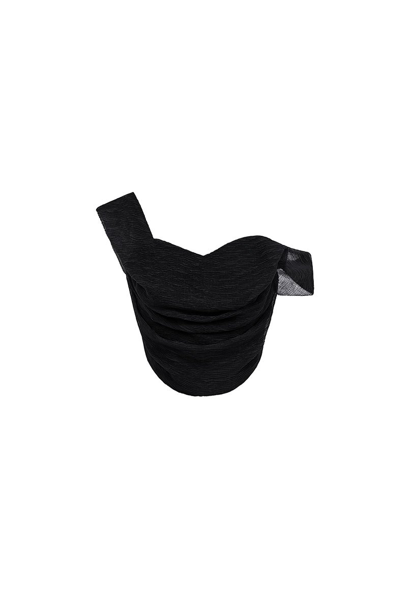 Arwen Draped Sweetheart Top in Classic Black