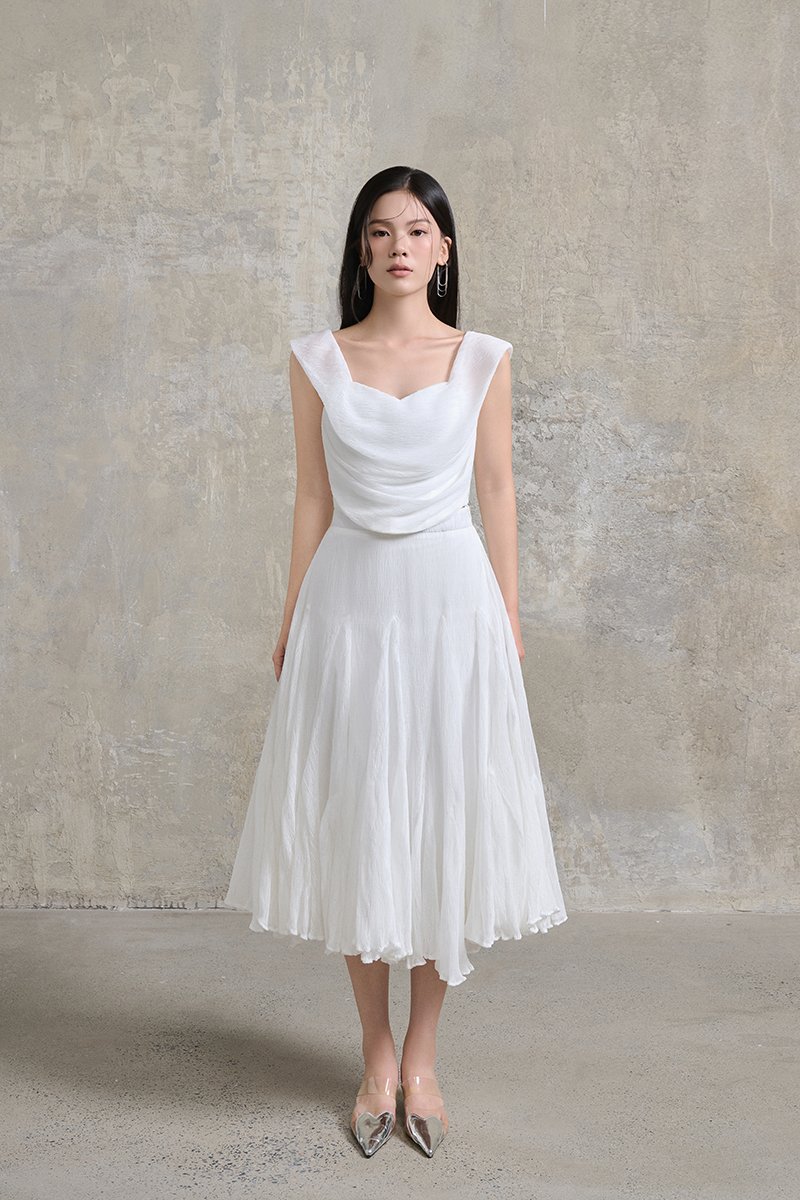 Arwen Draped Sweetheart Top in Iconic White