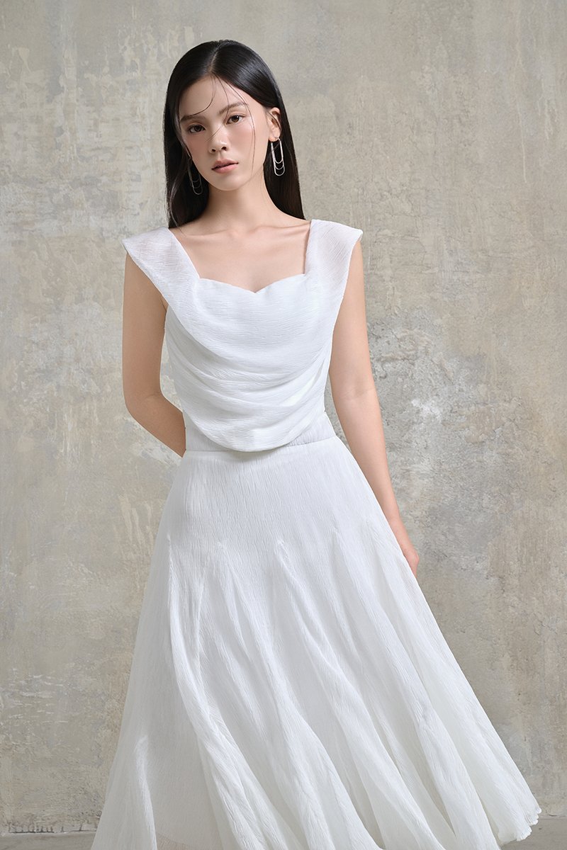 Arwen Draped Sweetheart Top in Iconic White