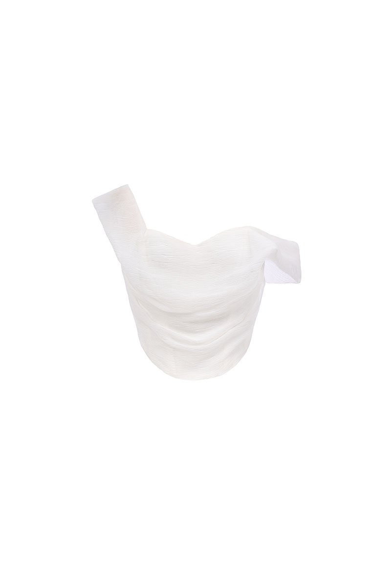 Arwen Draped Sweetheart Top in Iconic White