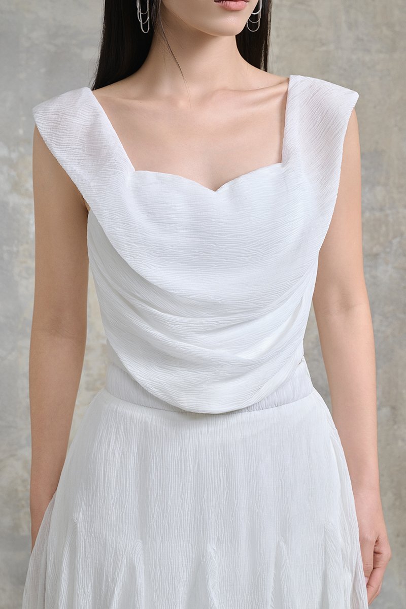 Arwen Draped Sweetheart Top in Iconic White