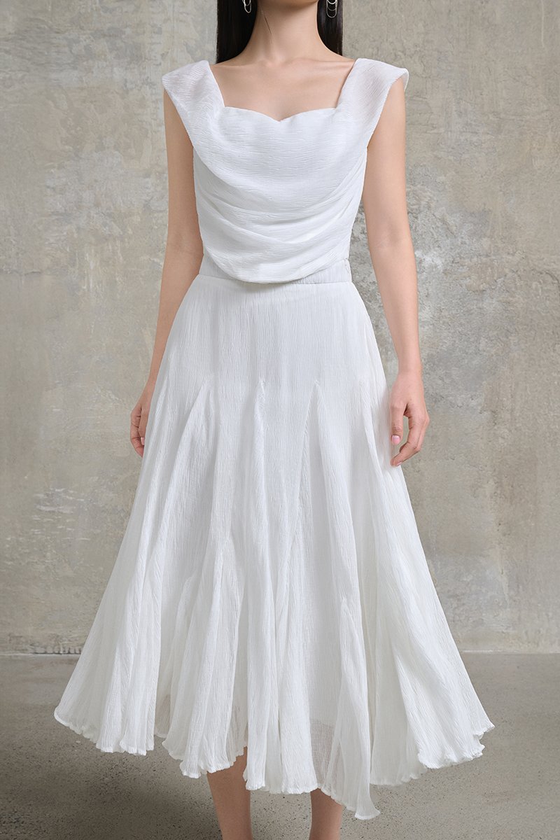 Arwen Draped Sweetheart Top in Iconic White