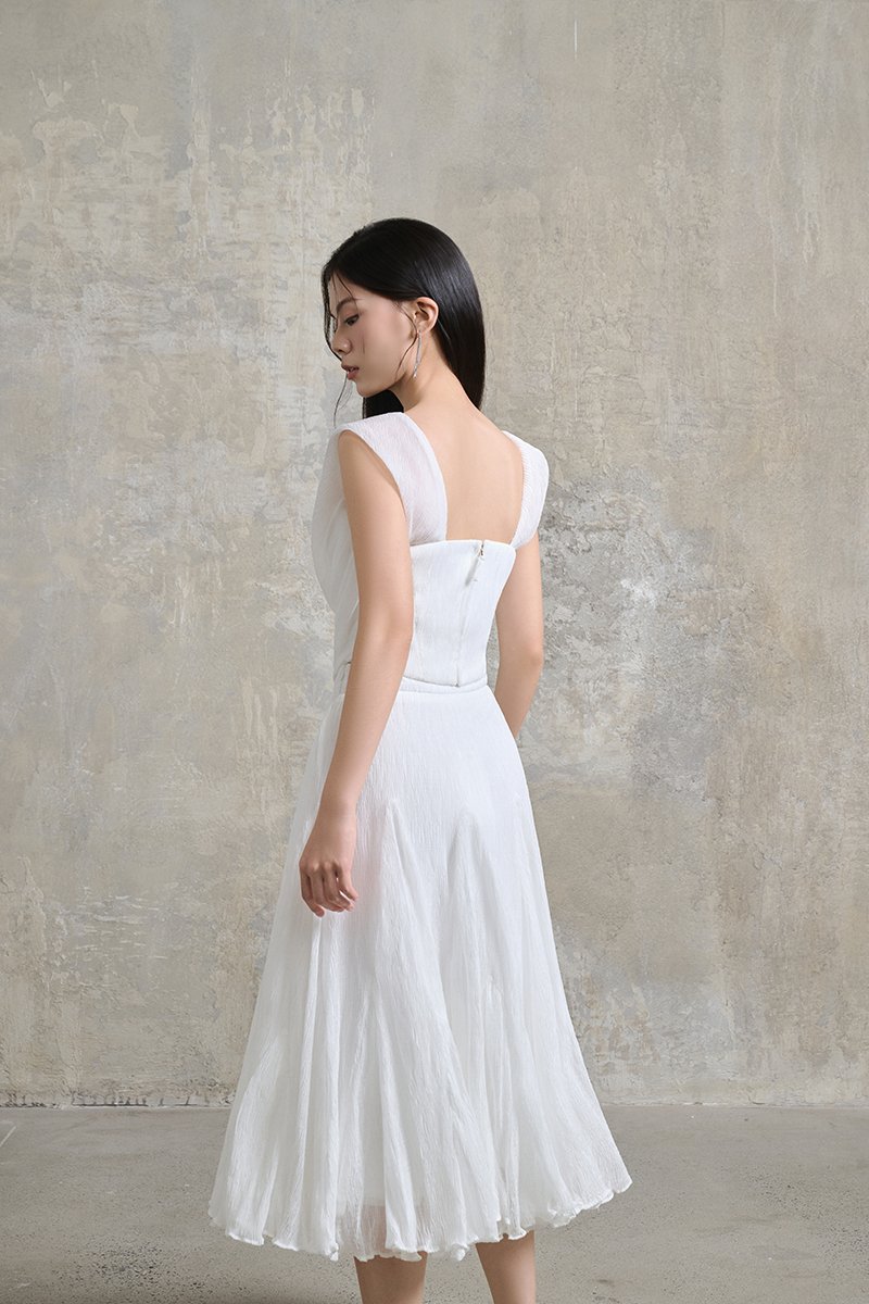 Arwen Draped Sweetheart Top in Iconic White