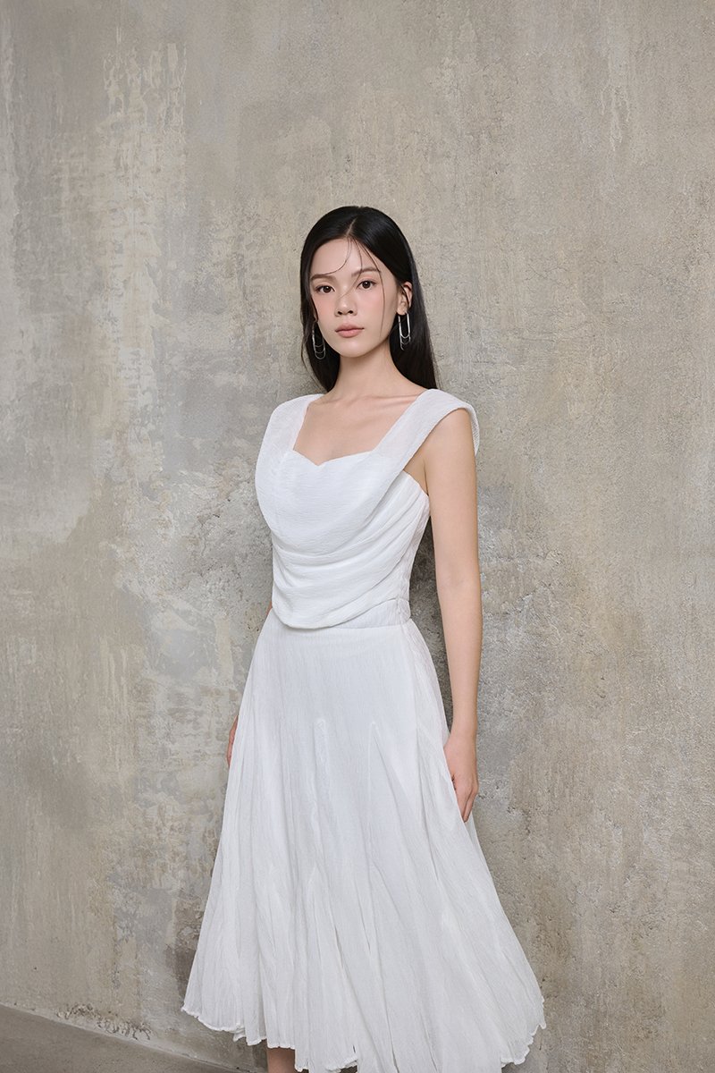 Arwen Draped Sweetheart Top in Iconic White