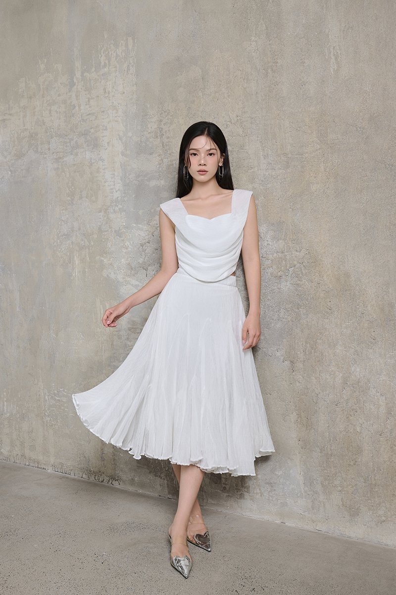 Arwen Draped Sweetheart Top in Iconic White