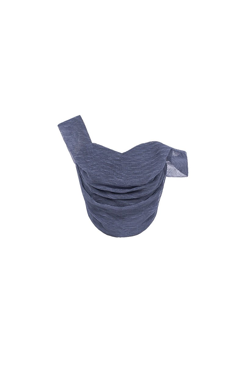 Arwen Draped Sweetheart Top in Smoky Periwinkle