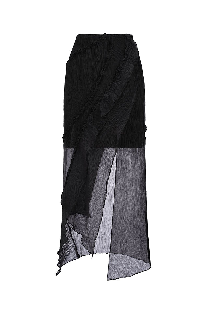 Arwen Panel Midi Skirt in Classic Black