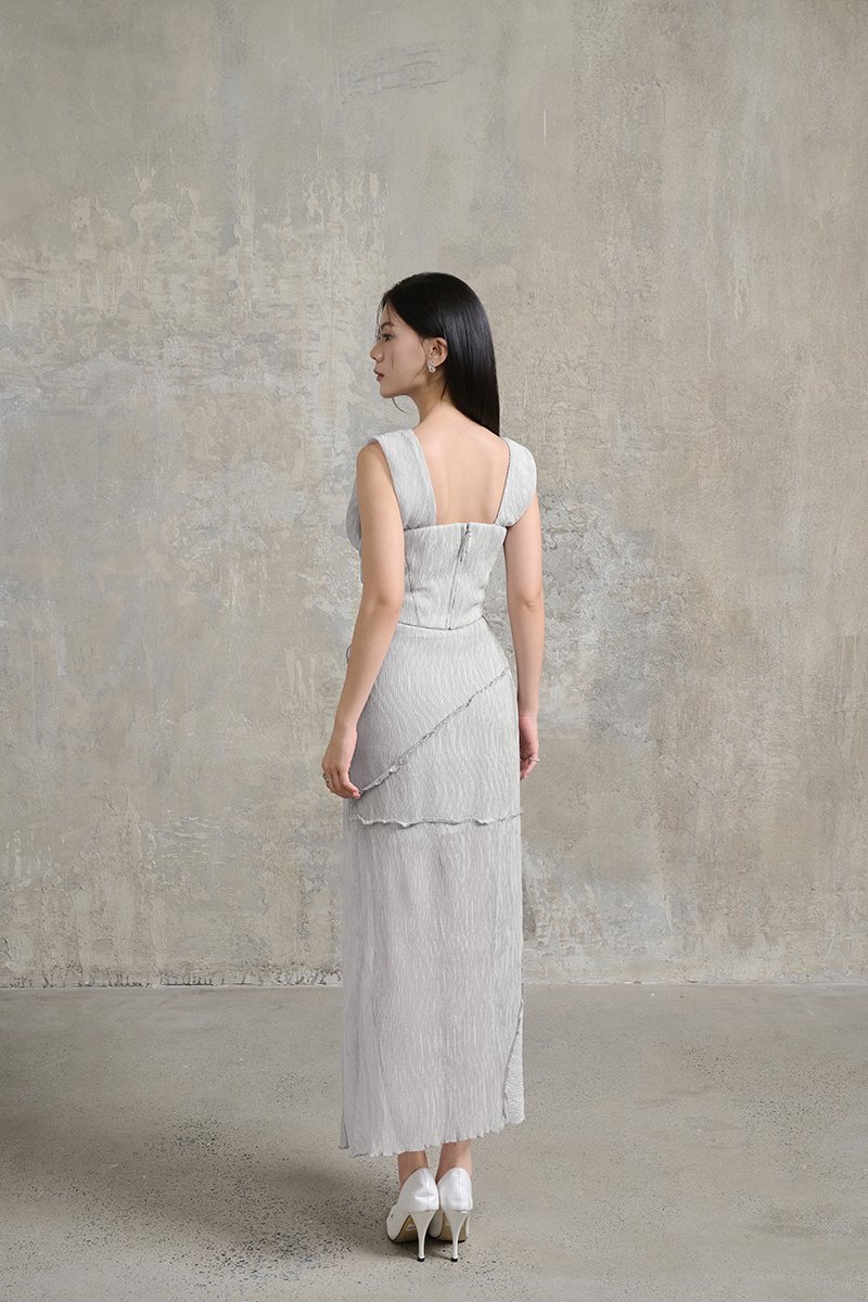 Arwen Panel Midi Skirt in Dove Grey