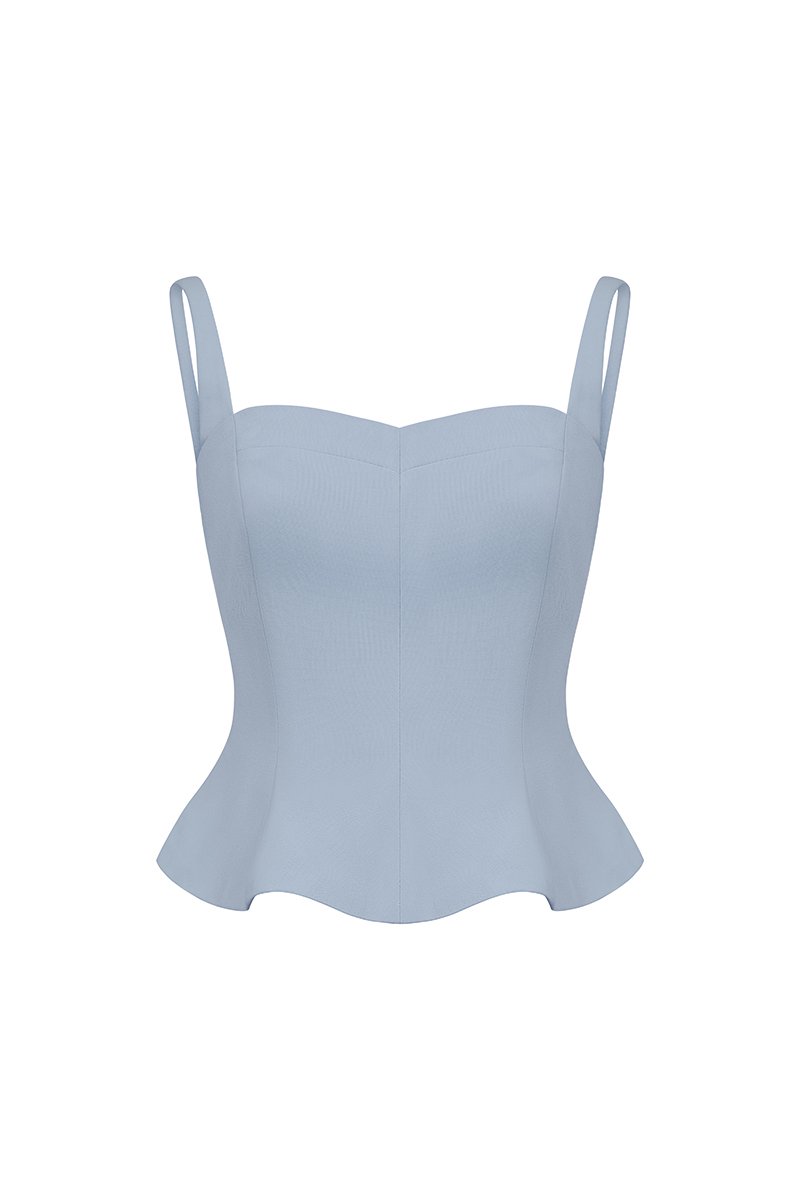 Celeste Padded Sweetheart Top in Cerulean Blue