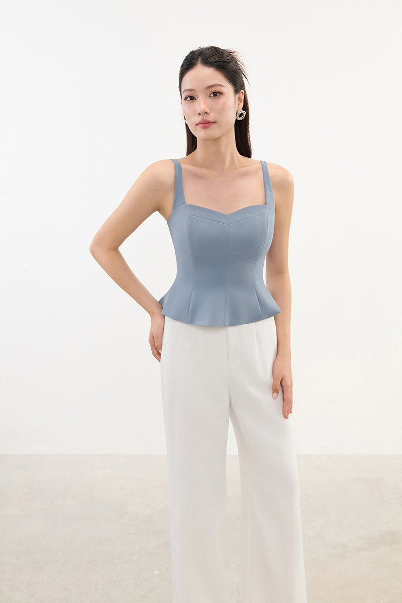 Celeste Padded Sweetheart Top in Cerulean Blue