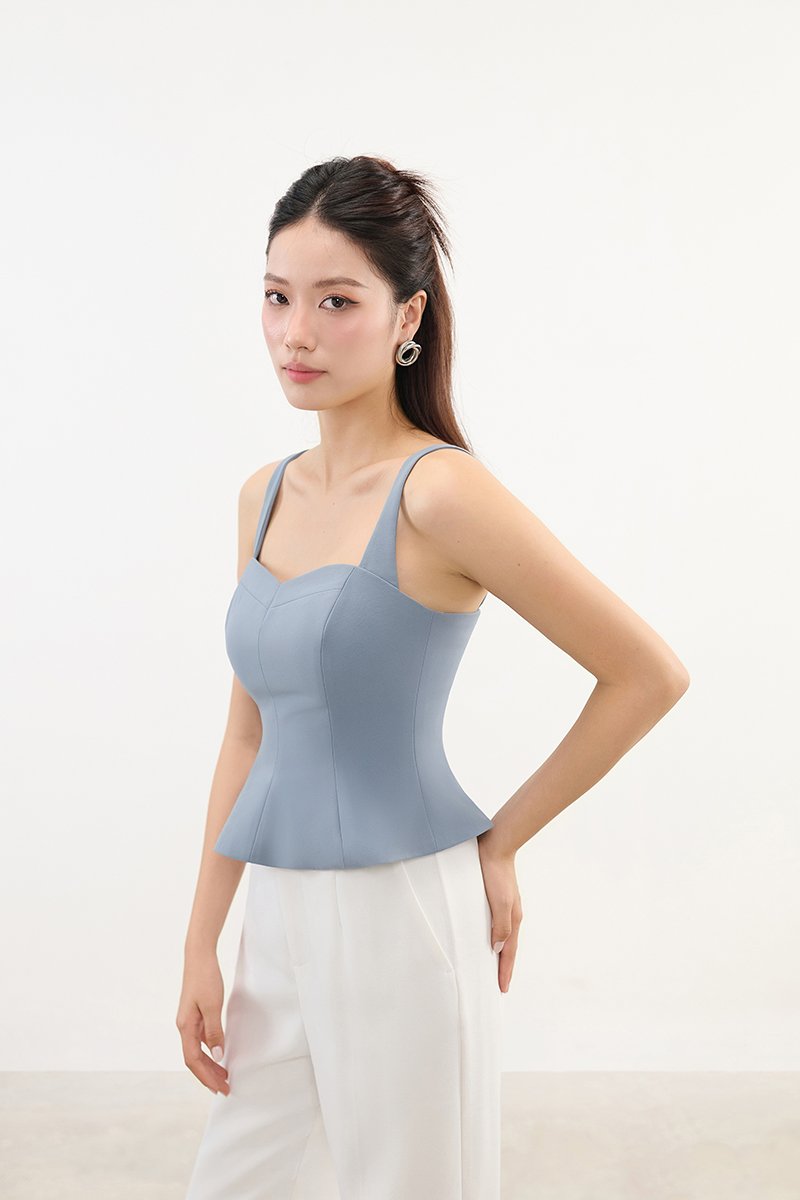 Celeste Padded Sweetheart Top in Cerulean Blue