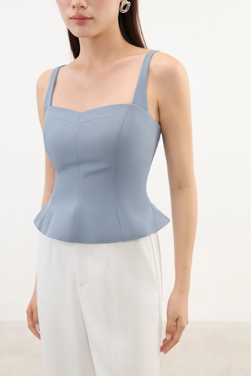 Celeste Padded Sweetheart Top in Cerulean Blue