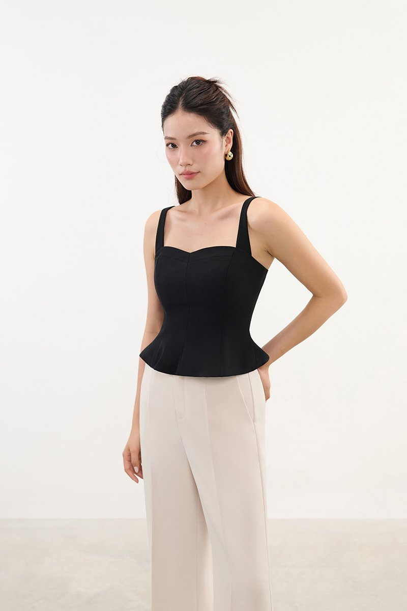 Celeste Padded Sweetheart Top in Classic Black