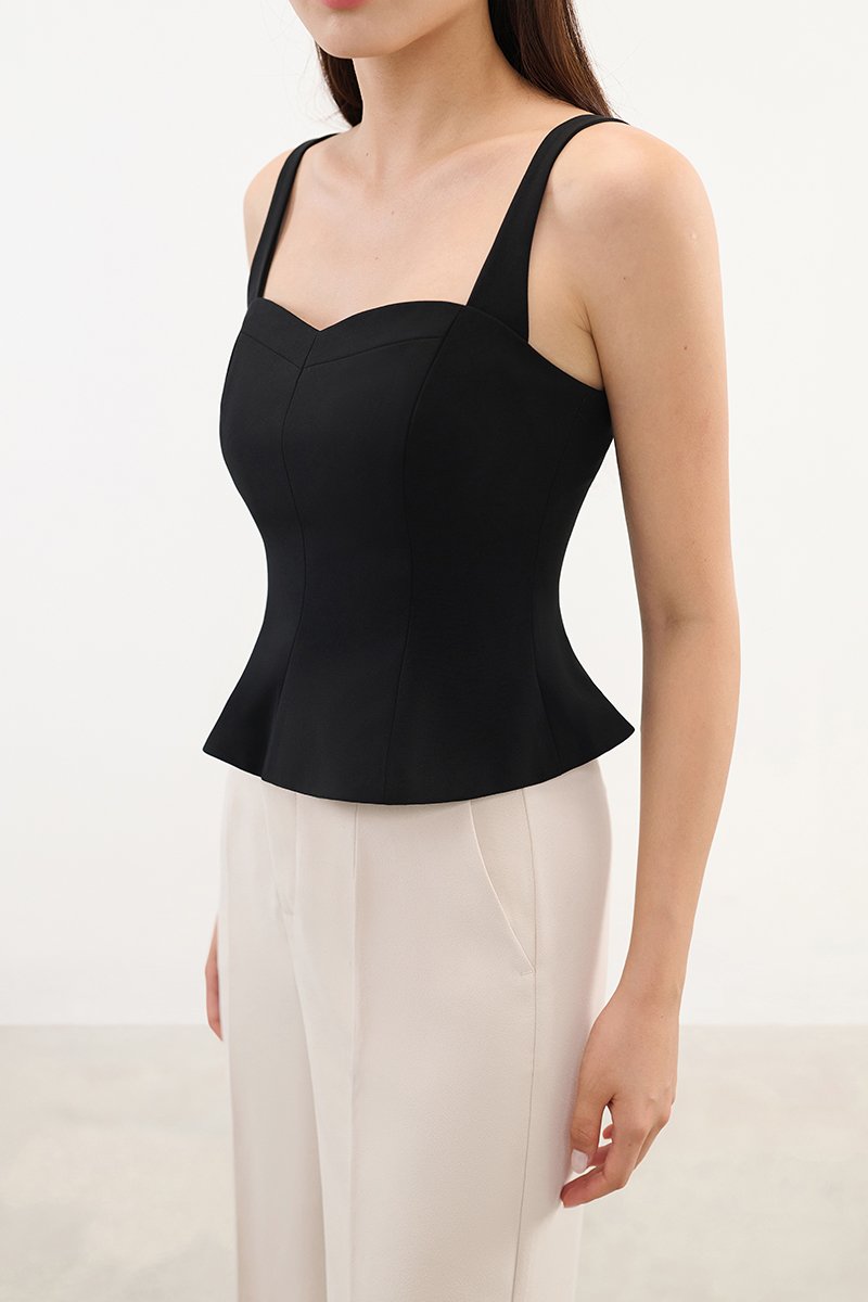Celeste Padded Sweetheart Top in Classic Black