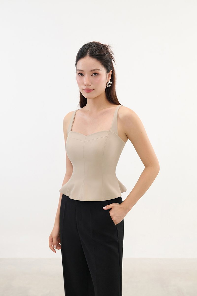 Celeste Padded Sweetheart Top in Light Bisque