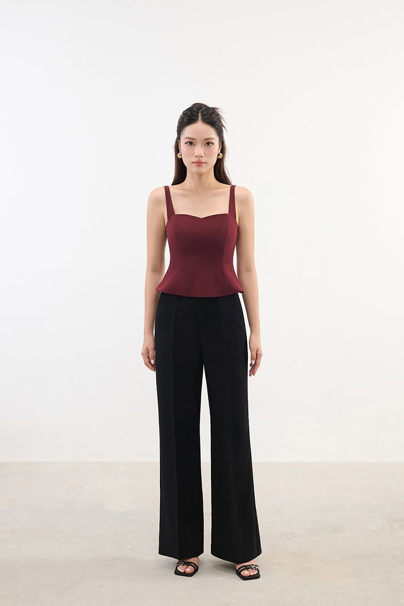 Celeste Padded Sweetheart Top in Wine Red