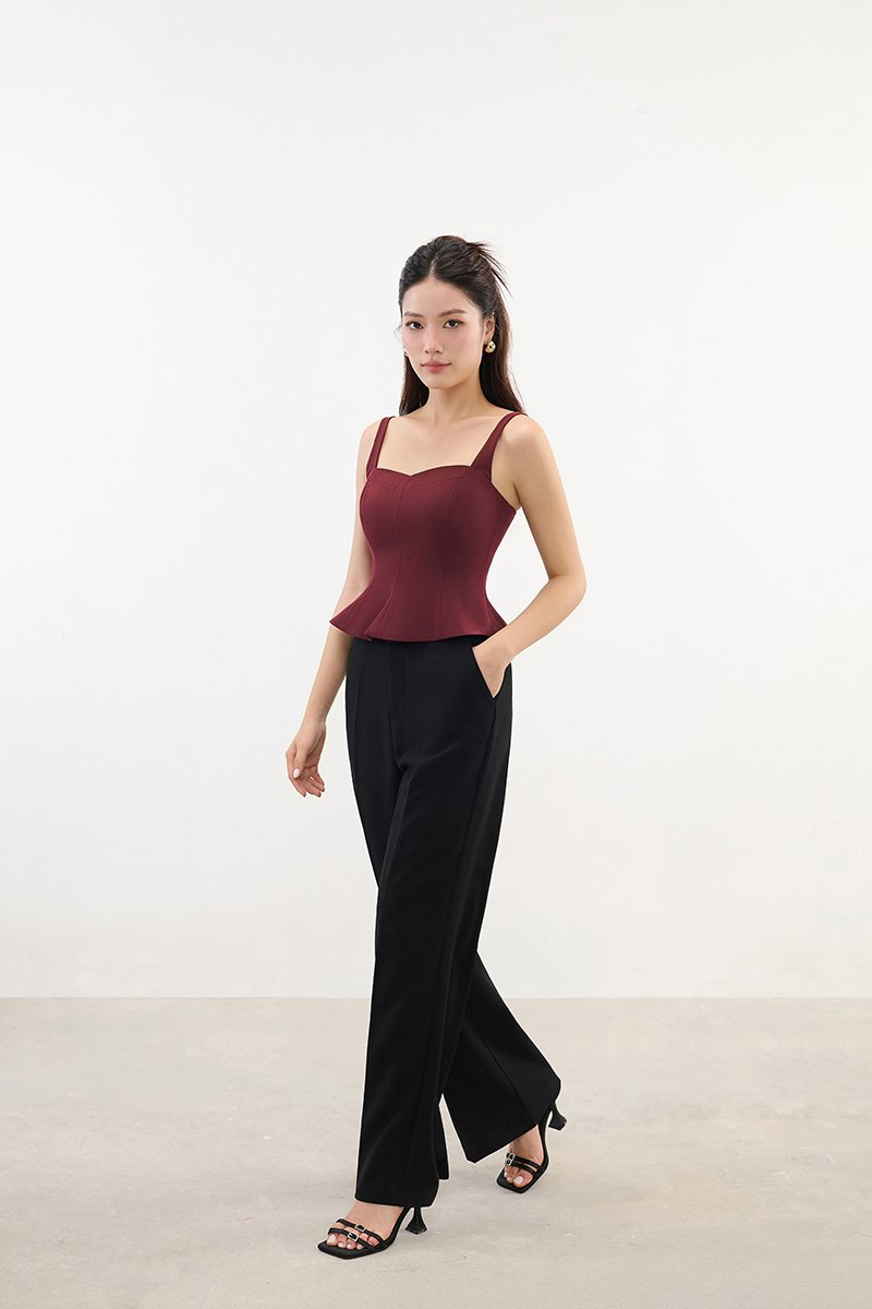 Celeste Padded Sweetheart Top in Wine Red