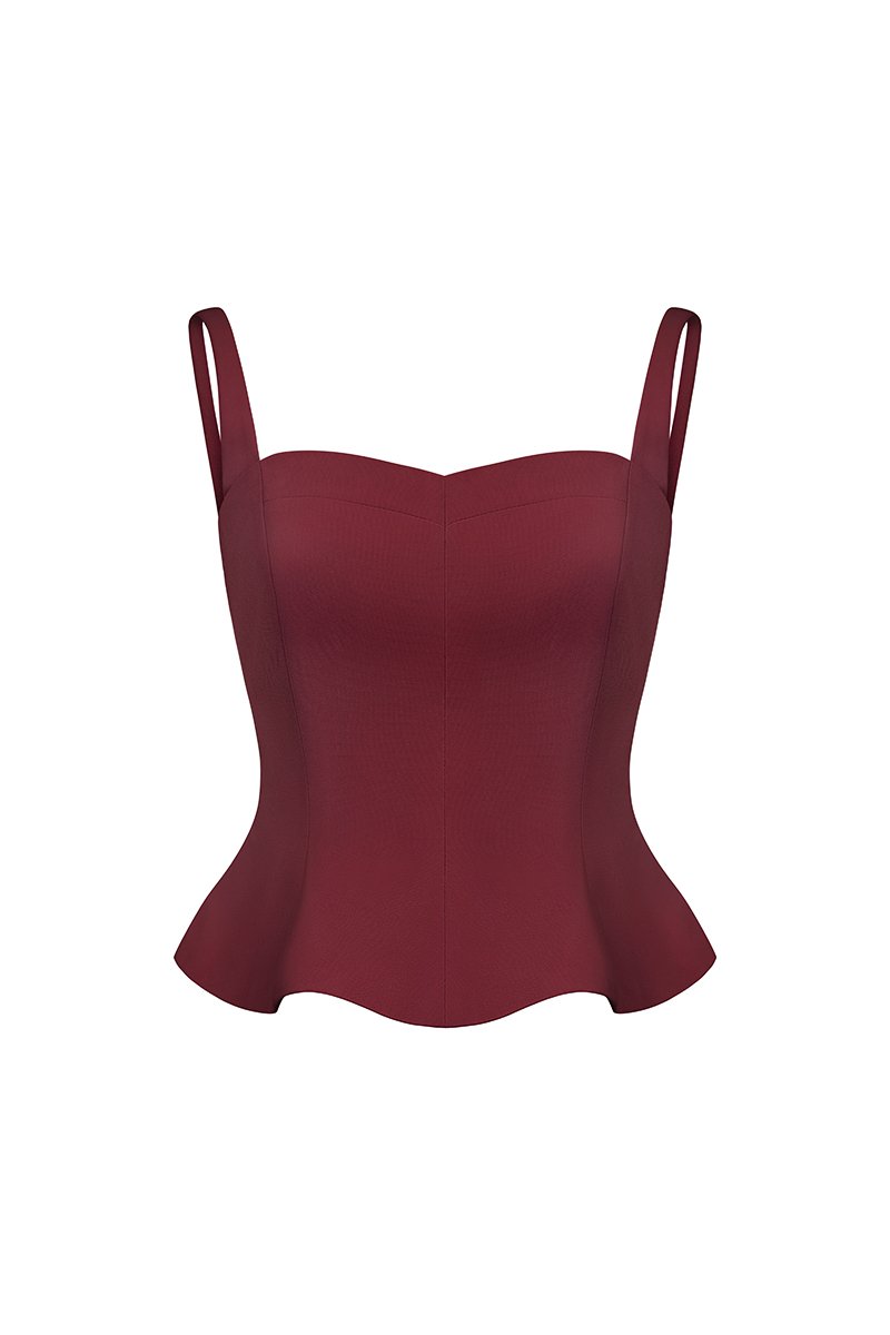 Celeste Padded Sweetheart Top in Wine Red