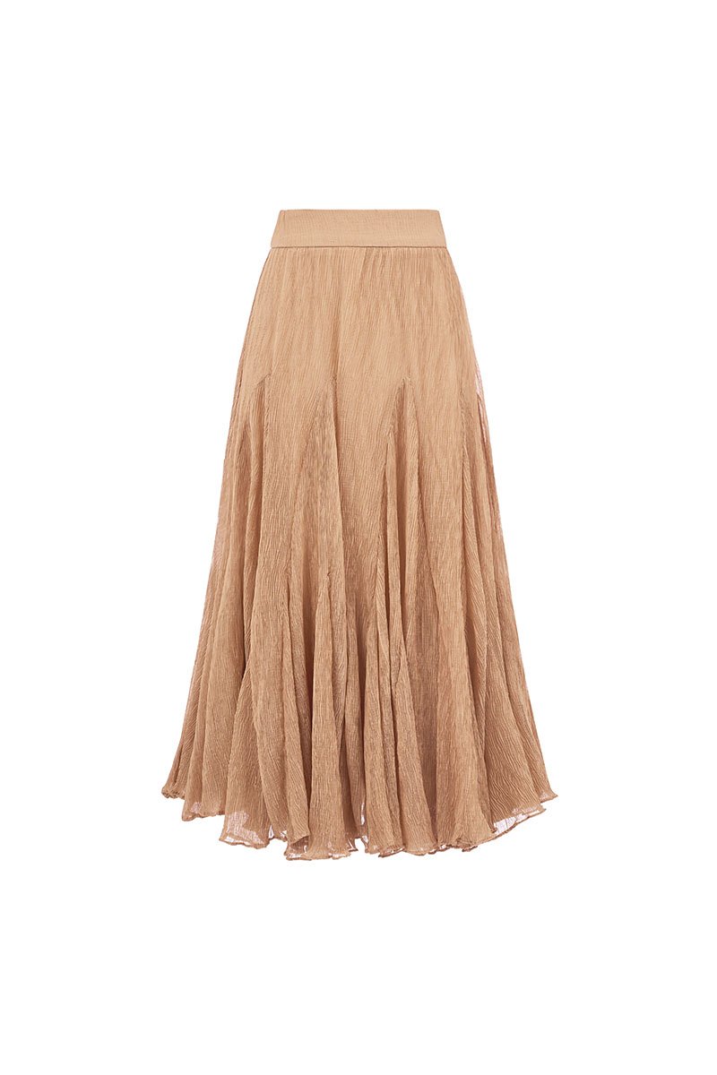 Celia Gusset Midi Skirt in Apricot Bronze
