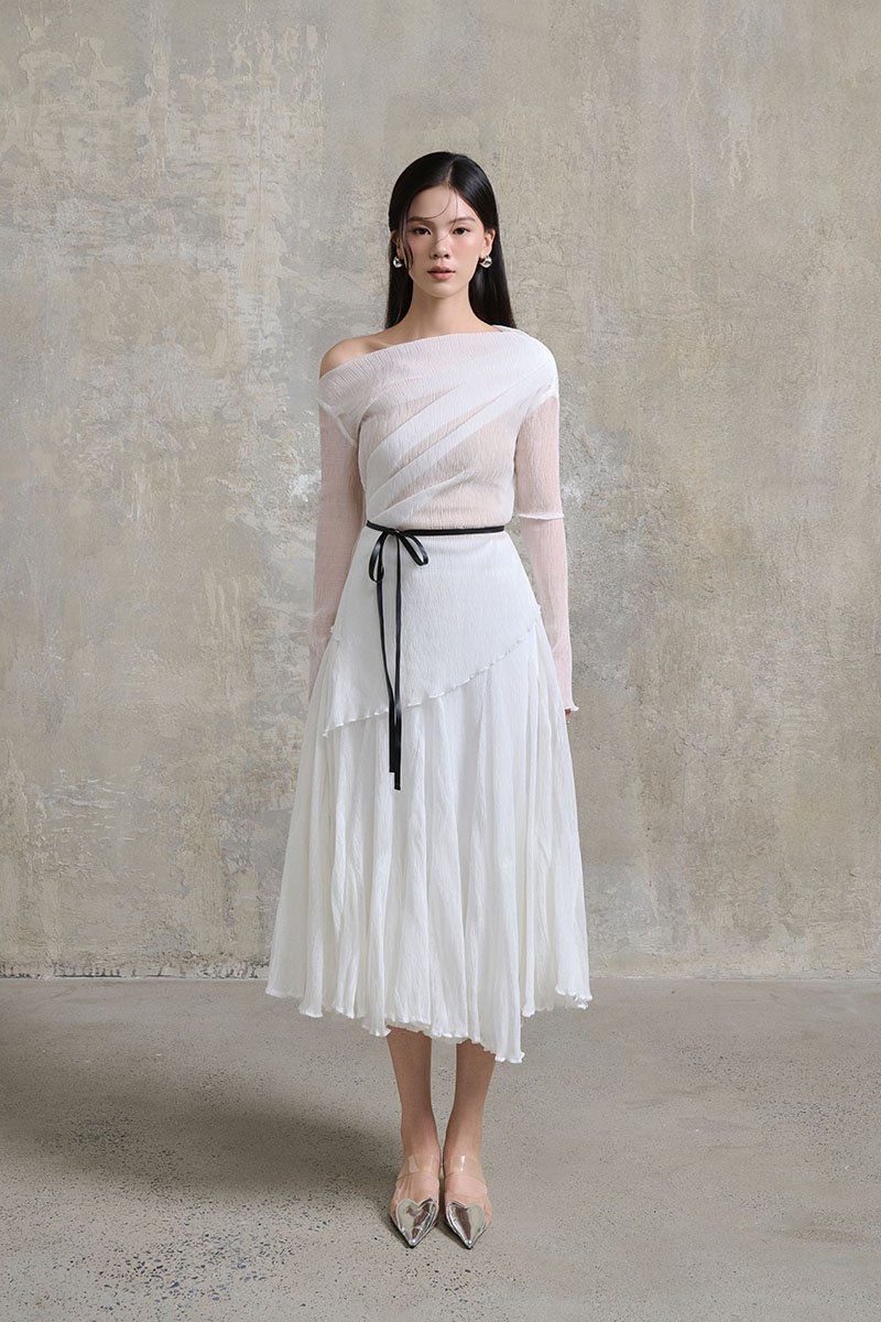 Celia Gusset Midi Skirt in Iconic White