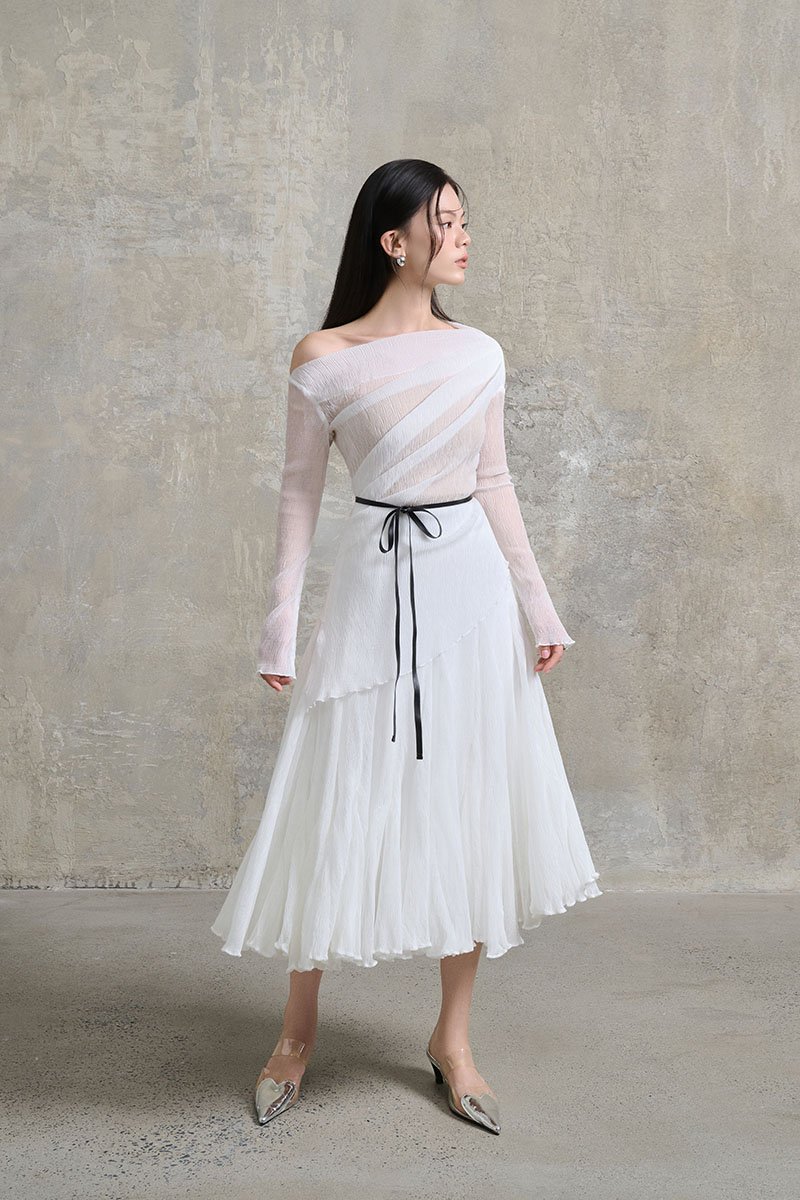 Celia Gusset Midi Skirt in Iconic White