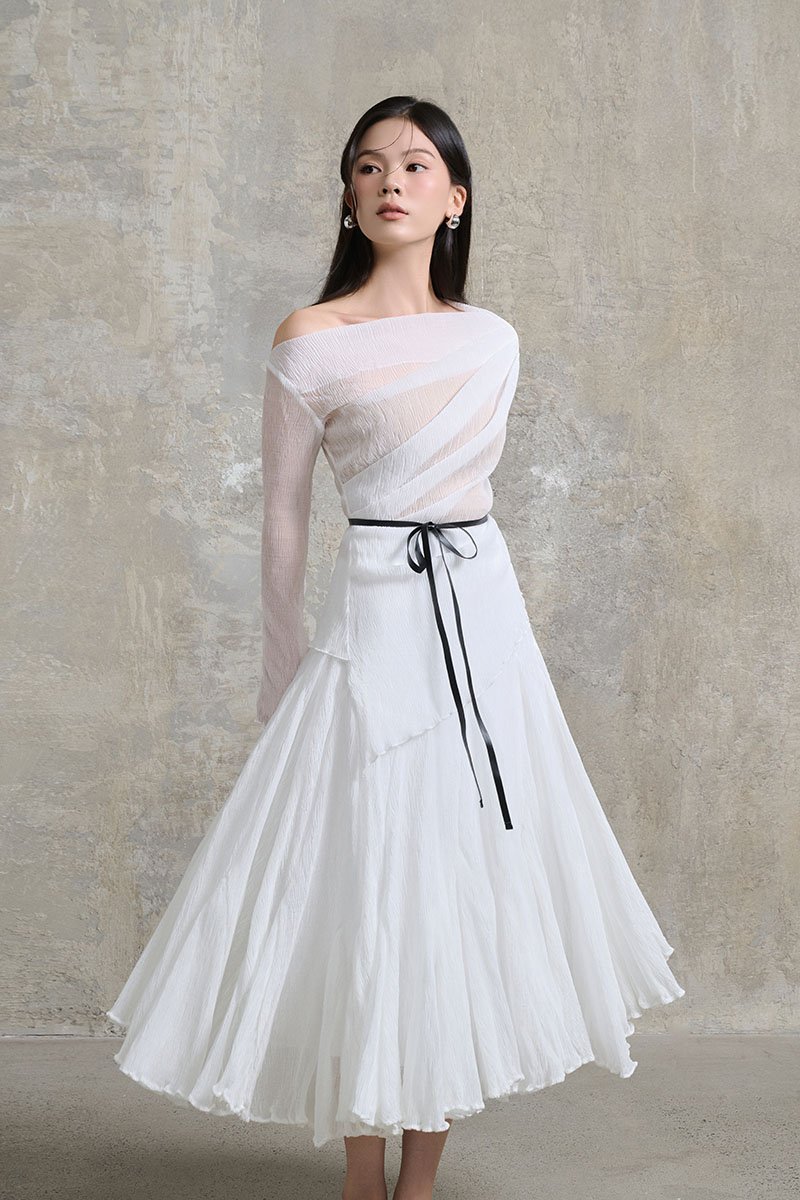 Celia Gusset Midi Skirt in Iconic White