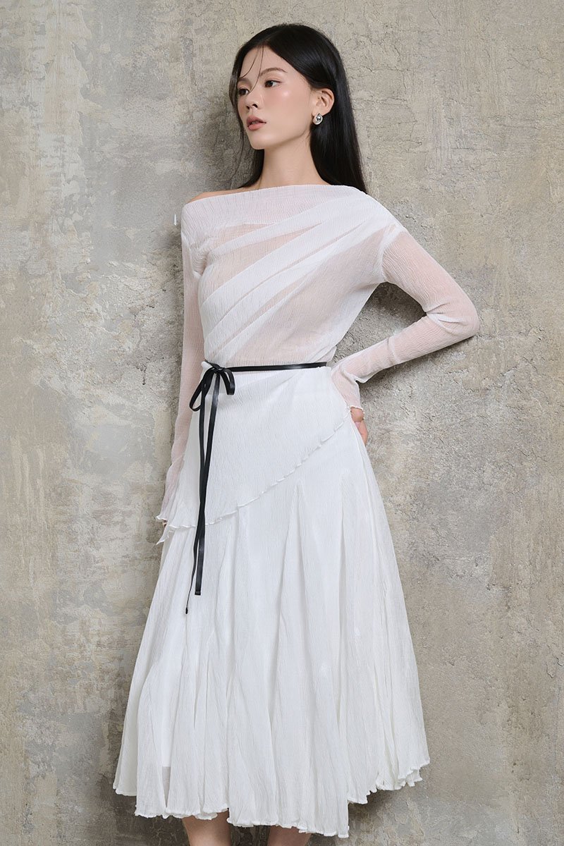 Celia Gusset Midi Skirt in Iconic White