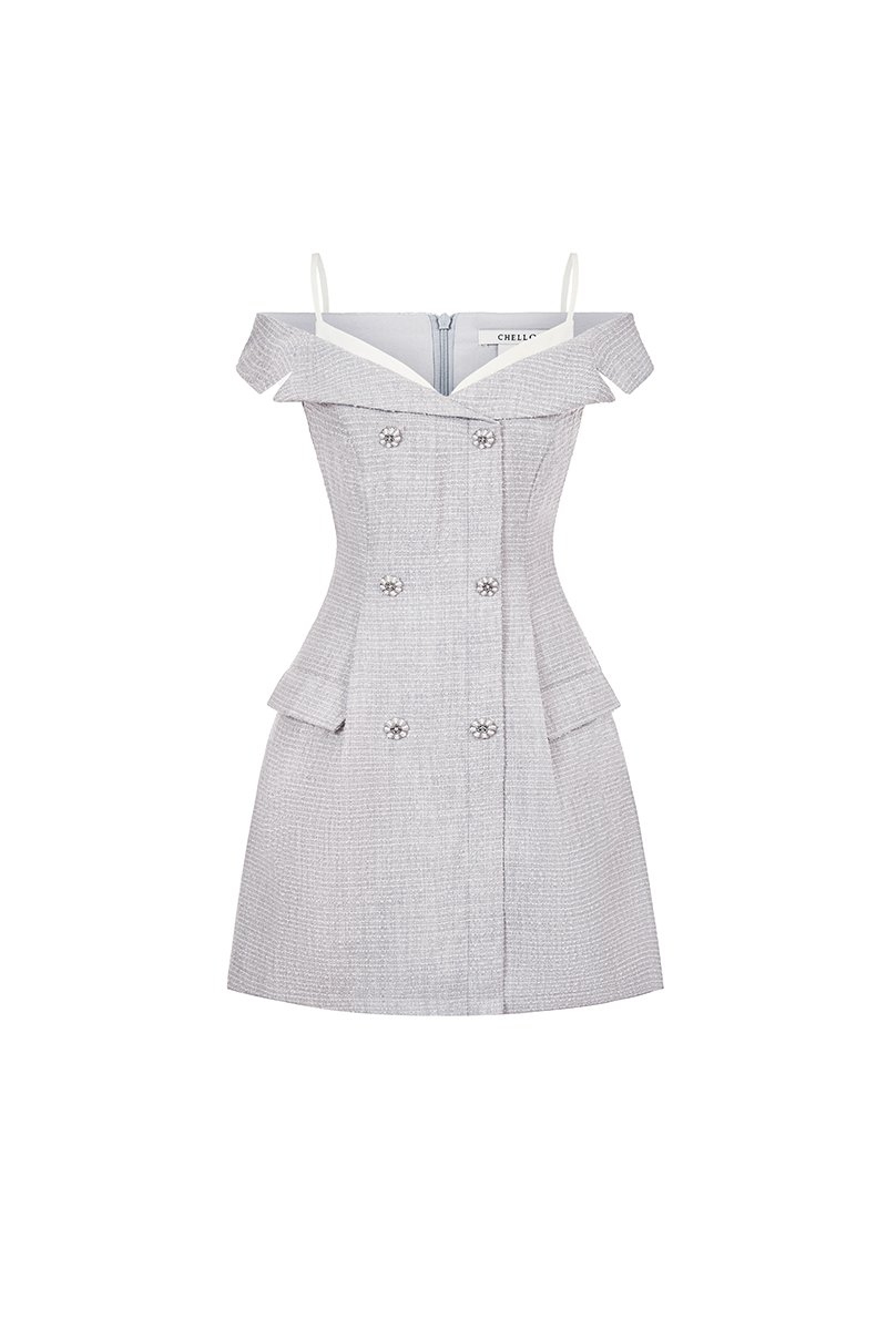 Chaerin Off Shoulder Mini Dress in Lavender