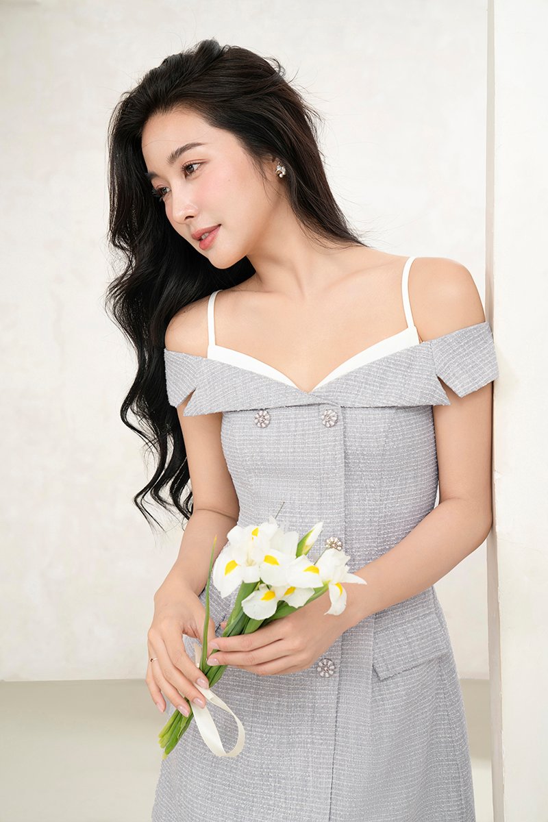 Chaerin Off Shoulder Mini Dress in Lavender