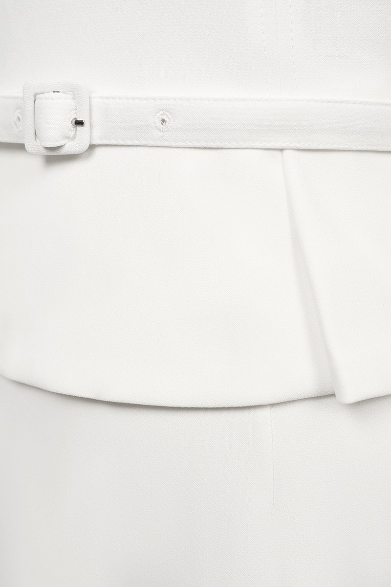 Ellis Peplum Pencil Dress in Iconic White