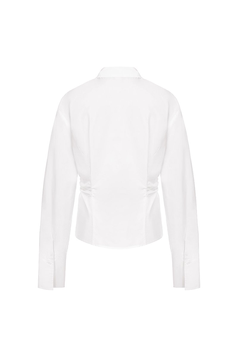 Gaeul Crossover Pleated Shirt in Iconic White