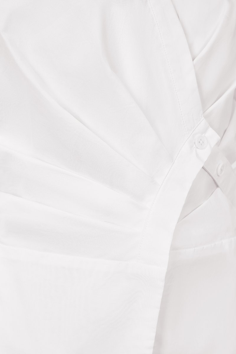 Gaeul Crossover Pleated Shirt in Iconic White