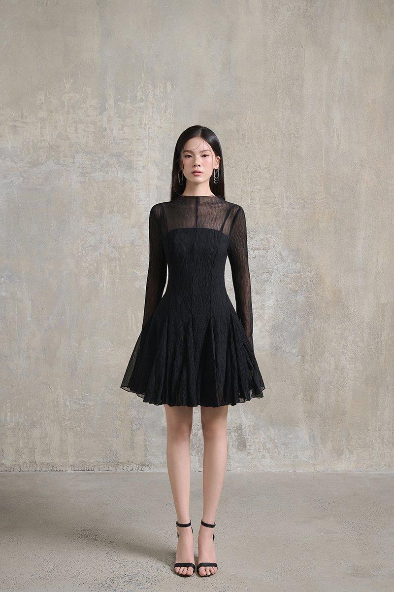 Ingrid Gusset Mini Dress with Padded Inner Dress in Classic Black