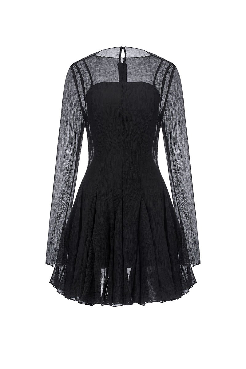 Ingrid Gusset Mini Dress with Padded Inner Dress in Classic Black