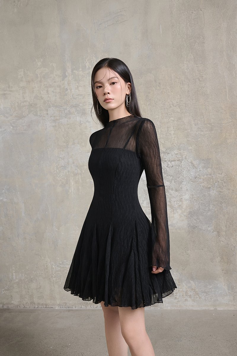 Ingrid Gusset Mini Dress with Padded Inner Dress in Classic Black