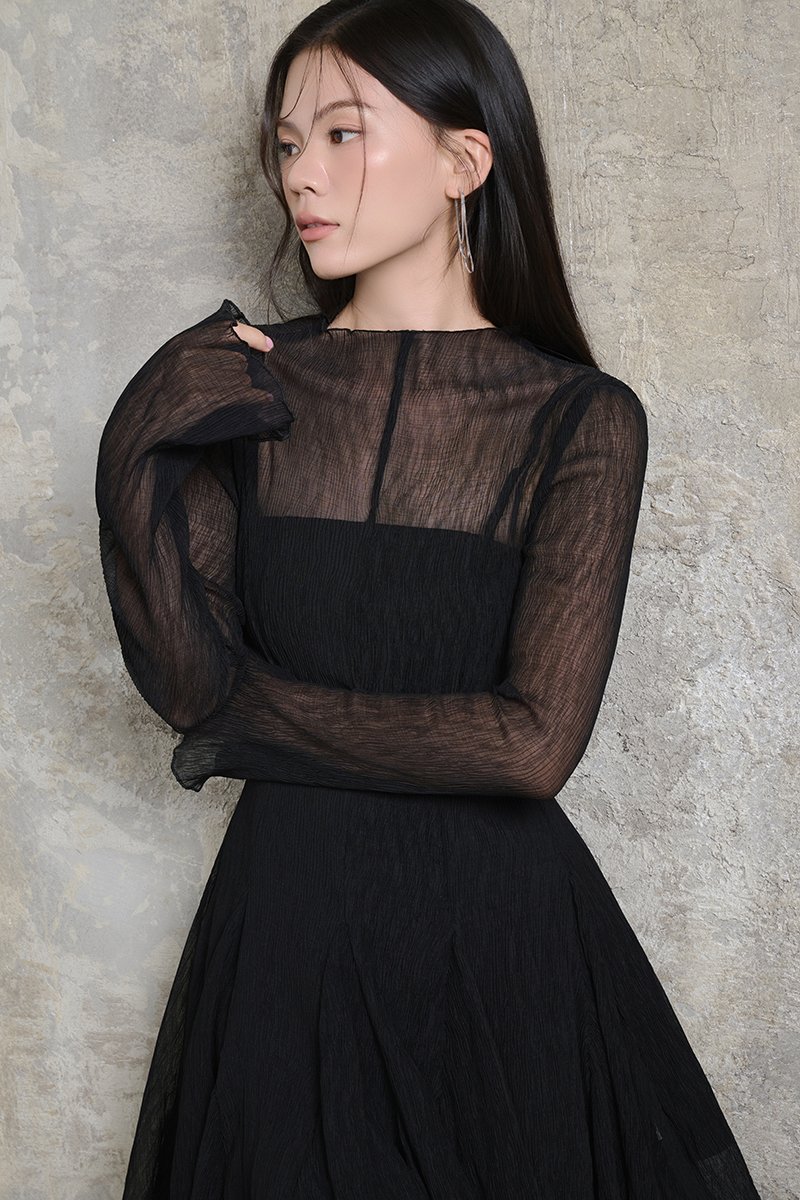 Ingrid Gusset Mini Dress with Padded Inner Dress in Classic Black