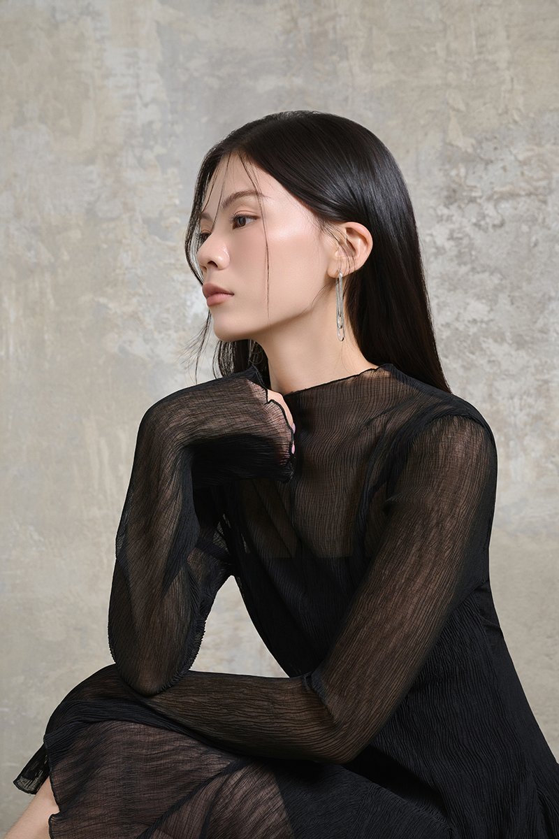 Ingrid Gusset Mini Dress with Padded Inner Dress in Classic Black