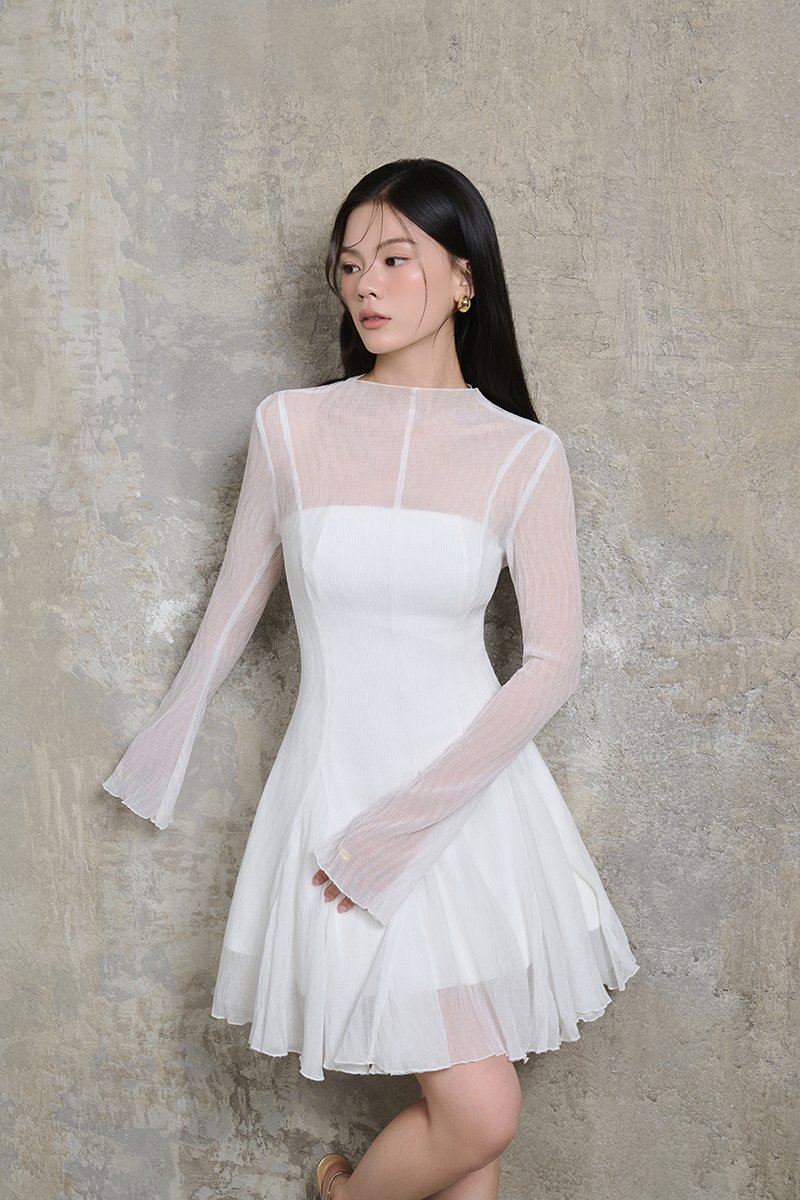 Ingrid Gusset Mini Dress with Padded Inner Dress in Iconic White