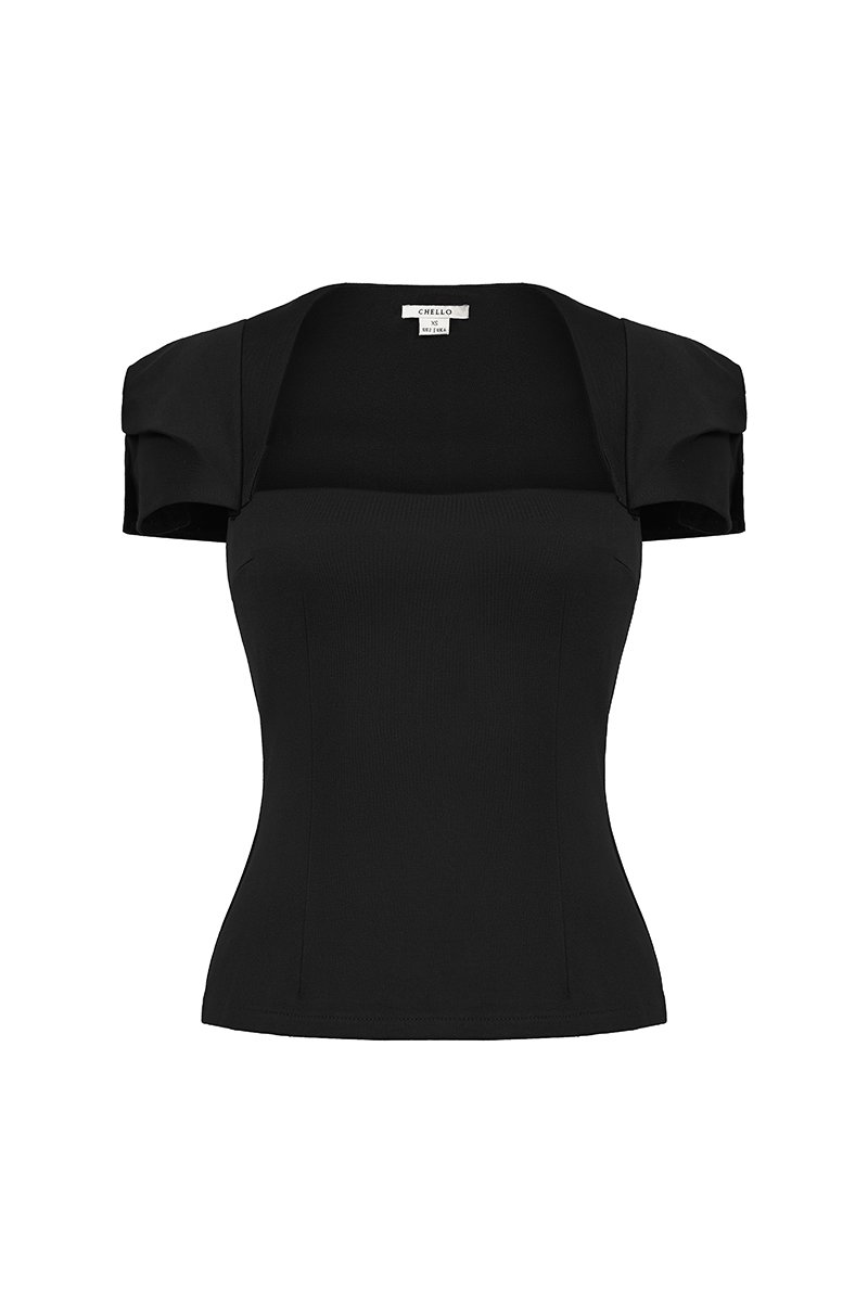 Phoebe Cap Sleeves Top in Classic Black